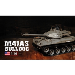 Czołg zdalnie sterowany ASG/IR/dźwięk/dym 1:16 U.S. M41A3 Walker Bulldog Light Tank RTR 2.4Ghz - Heng Long 3839-1U (S)